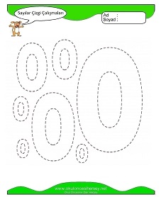 0 Rakamı Çizgi Çalışmaları Çalışma Sayfaları